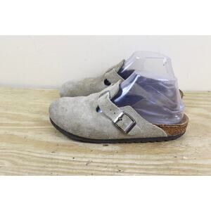 Birkenstock Boston 37 Womens Suede Taupe Clogs Mules Slides Sandals Shoes